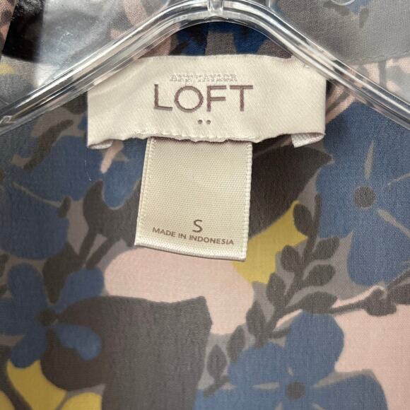 Loft Wms S Sheer Gray Floral Sleeveless Peplum Blouse Dark Cottagecore Layering - Picture 4 of 11